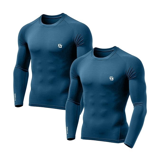 Image of Men's Cool Dry Short Sleeve Compression Shirts, Sports Baselayer T-Shirts Tops, Athletic Workout Shirt