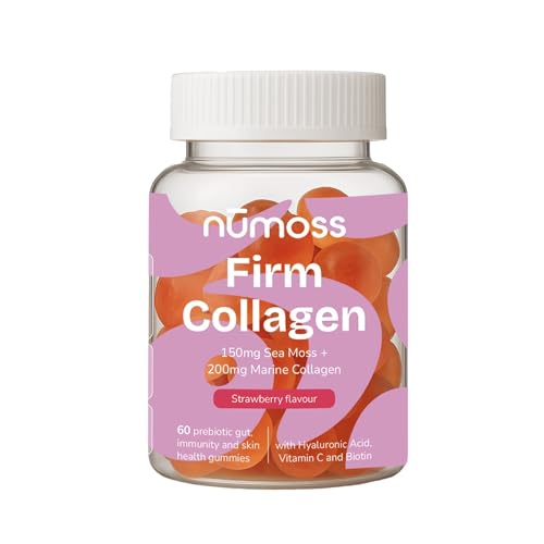 Collagen Gummies with Sea Moss by Numoss. Naticol® Marine Collagen Peptides 200mg, 150mg Sea Moss, Hyaluronic Acid, Vitamin C & Biotin Supports Hair, Skin, Nails, Gut Health &Immunity - 60 Gummies
