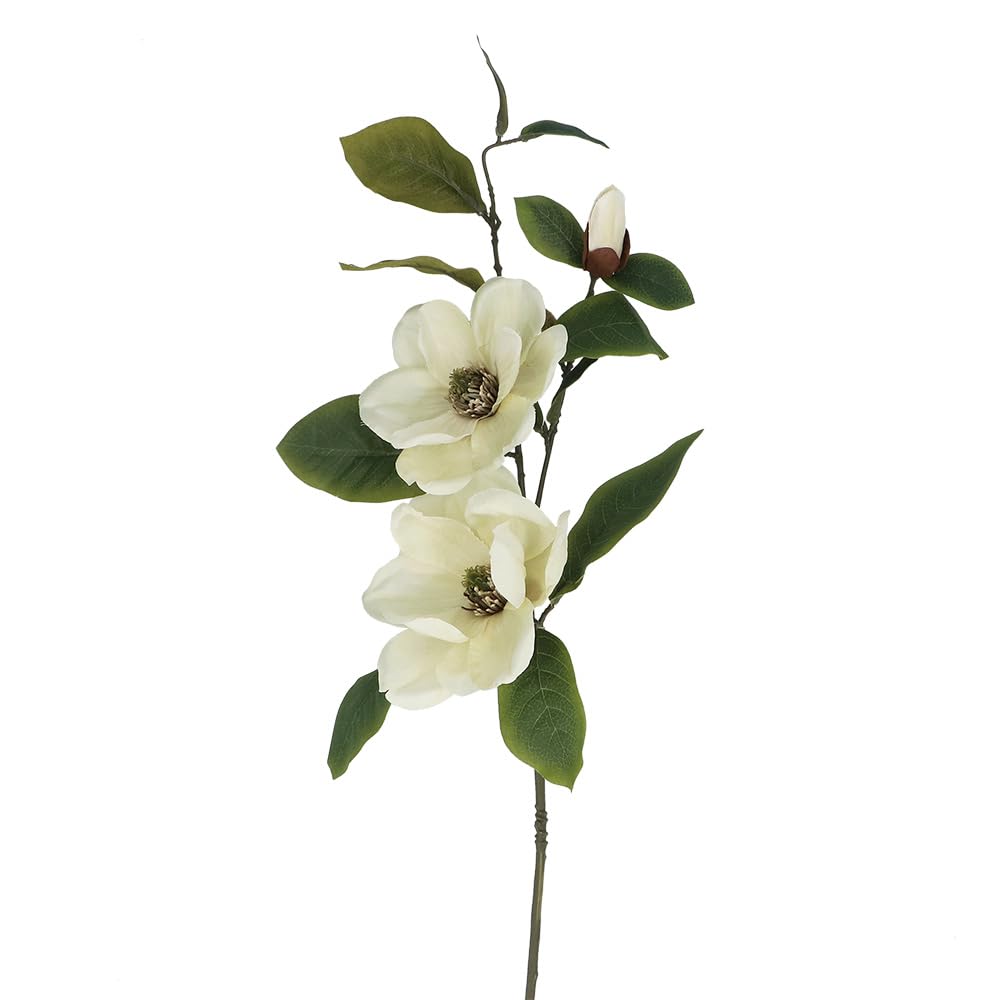 Gisela Graham Artificial Magnolia Flower Stem, Cream, 84cm, Polyester