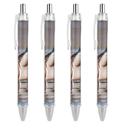 Stylos à bille rétractables colvert, lot de 4 à encre noire et pointe moyenne
