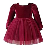 fymnsi vestito in velluto per bambini, per feste, da principessa, per autunno e inverno, rosso vivo, 12-18 mesi