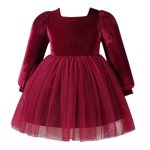 FYMNSI Toddler Baby Girls Vintage Velvet Layered Tulle Tutu Dress Infant Christmas Wedding Evening Gown Holiday Outfit