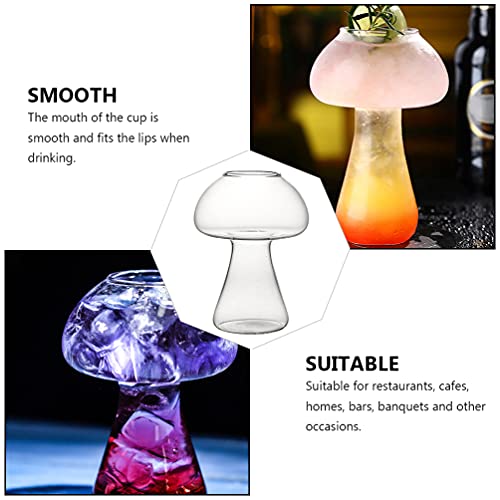 2PCS/250ml Glass Cocktail Glasses Mushroom Shaped Drinks Cups Set of 2 Novelty Drinking Glassware Cocktail Martini Wine Glasses for KTV Night Party Bar Club - Image 3