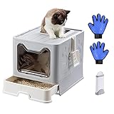 😽 【 ESTRUCTURA DE CAJONES 】 La caja de arena para gatos cubierta es fácil de quitar e intercambiar arena para gatos. La caja de arena para gatos con bandeja y pala, solo necesita sacar la bandeja para limpiarla. Todo el inodoro de arena para gatos se puede desmontar por completo, lo que lo hace más conveniente y seguro.