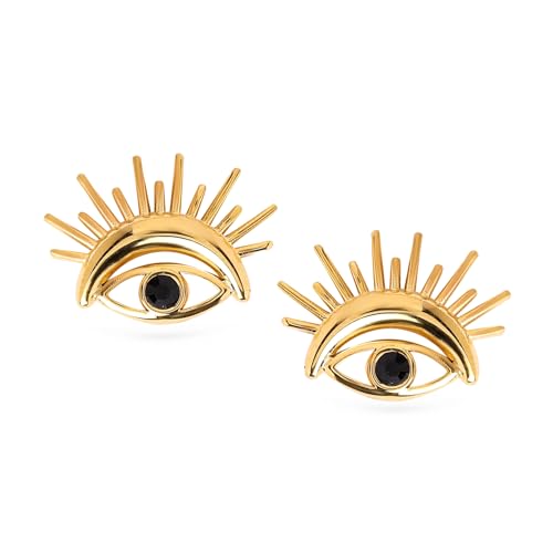 Image of Rubans Gold-Plated Evil Eye Stainless Steel Stud Earrings for Women & Girls | Studs Fashion Western Designer Jewellery Statement Gift