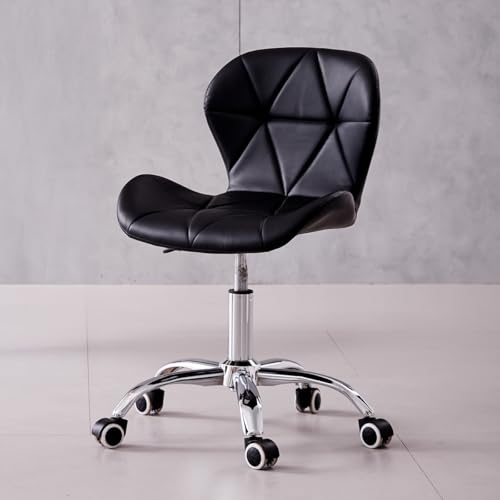 Cadeira Slim Office Estofada Conthey Preta Base Giratória Cromada