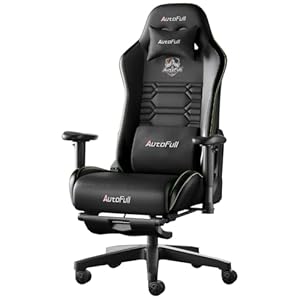 AutoFull C3 Upgraded Gaming Chair with Premium PU Leather & Adjustable Seat, Reclining, Ergonomic Office Chair with 3D Lumbar Support, Footrest and Headrest, Drak