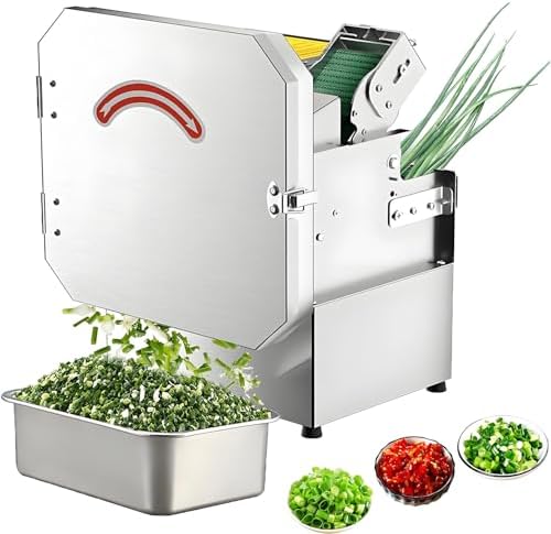 Electric Vegetable Cutter with Adjustable Thickness and Conveyor Belt for Efficient Slicing and Chopping
