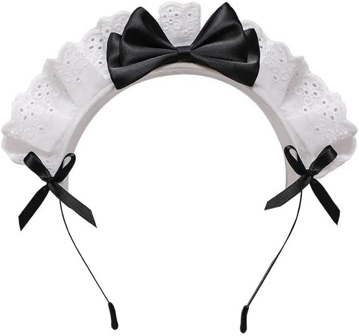 Diadema negra de Lolita para mujeres y niñas, con lazo de encaje, banda para el cabello, anime, cosplay, cinta con lazo, linda banda para el disponible en Yaxa Peru