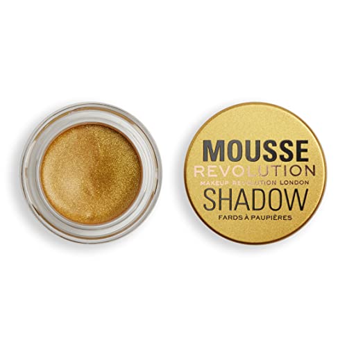 Makeup Revolution Mousse Shadow, cremige Farbe für Wangen & Augen, aufgeschlagene, leichte Formel, Creme-zu-Pulver, Gold, 4g