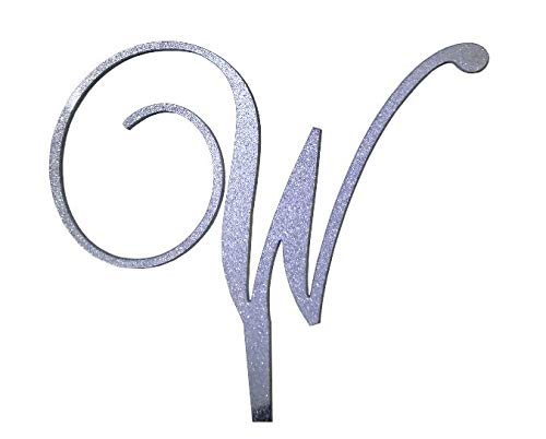 Forbes Favors Monogram Inital Letter Acrylic Cake Topper Wedding A B C D E F G H I J K L M N O P Q R S T U V W X Y Z & (W, Glittery Silver)