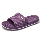 FUNKYMONKEY Women's Shower Slides - Non Slip Quick Drying Sandals for Women – Lightweight Pool Beach Bathroom Slippers Indoor Outdoor(7 M US, Dark Purple/FMB)