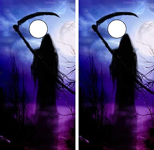 C21 Grim Reaper Cornhole Board WRAP Wraps Laminated Board Boards Decal Set Decals Vinyl Sticker Stickers Bean Bag Game Vinyl Graphic Tint Image