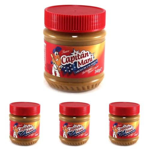 Capitán Maní: Crema de cacahuete suave 340 gramos (Paquete de 4)