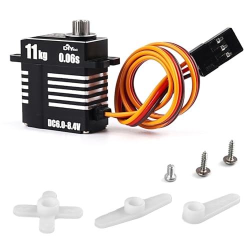 DIYmall High Torque 11KG Mini All-Metal Digital Servo High Pressure Coreless Motor Micro Servo Programmable for RC Car Robot(180 Degree)