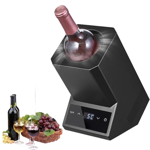 Enfriador eléctrico de vino, enfriador portátil para botellas de vino, temperatura ajustable entre 5 y 18 °C, para botellas de vino tinto y blanco de 750 ml o algunas botellas de champán, accesorio