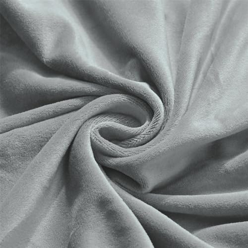 Highdi Soft Velvet Dining Chair Covers Solid Color Stretch Curved Back Chair Slipcovers with Armrest, Vanity Swivel Armchair Cover Removable Washable for Bedroom Party Hotel (Light Grey,2 PCS)