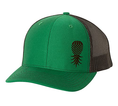 Image of Trenz Shirt Company Men's Upside Down Pineapple Embroidered Mesh Back Trucker Hat Baseball Cap