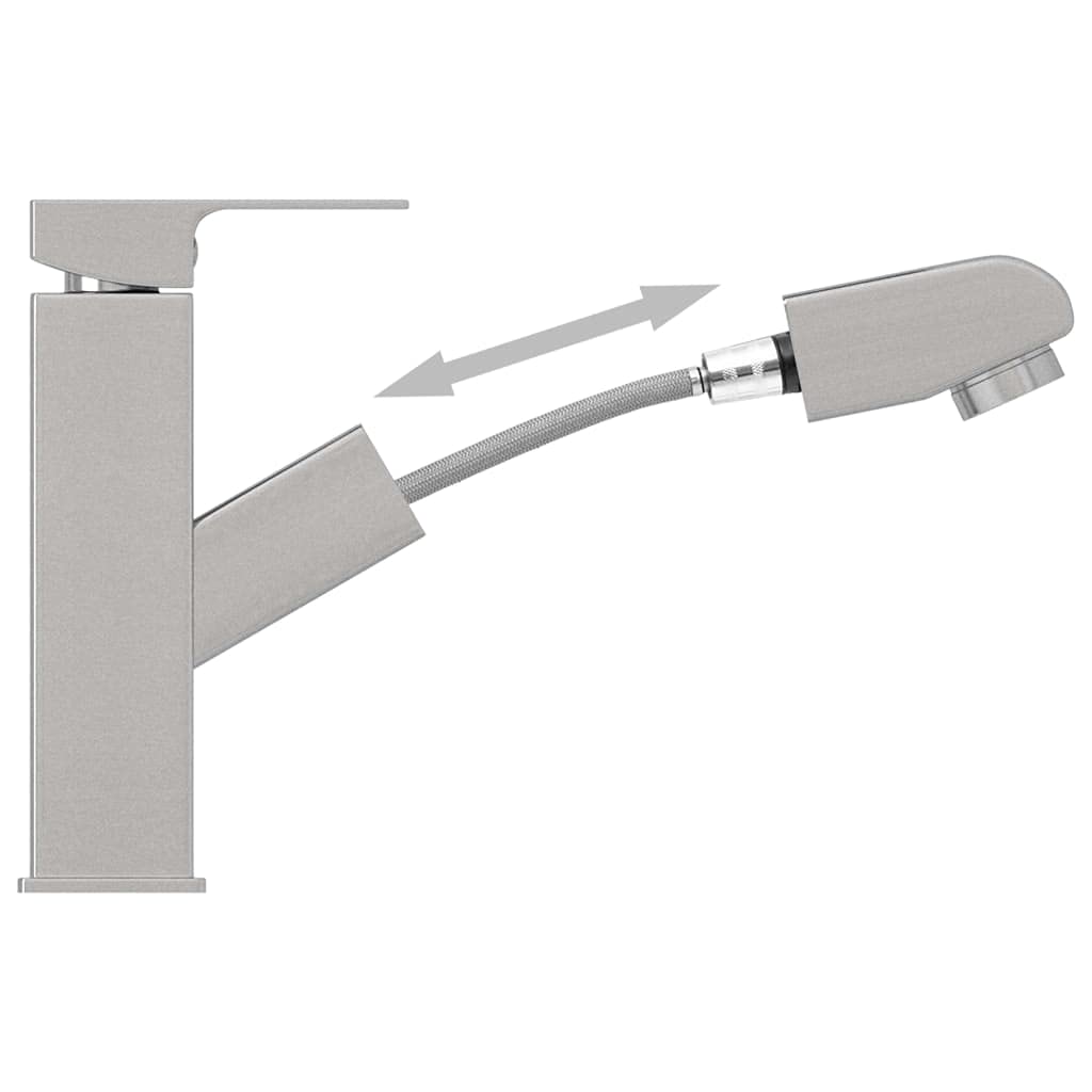 Bateria umywalkowa z wyciąganą słuchawką, jednouchwytowa bateria łazienkowa ze stali nierdzewnej i ABS, obracana o 360 stopni, 157 x 172 mm