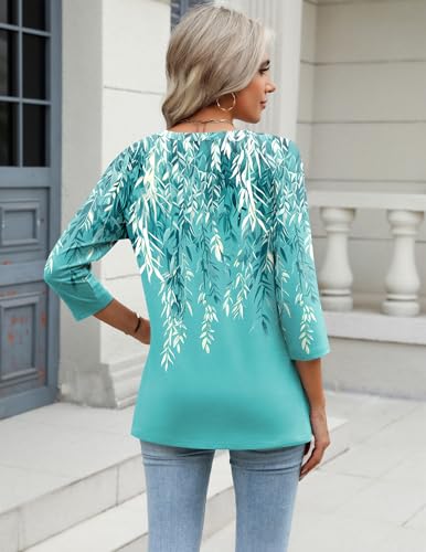 Image of Zeagoo 3 /4 Length Sleeve Womens Tops Casual V Neck Shirts Soft Basic Tees Business Work Blouses