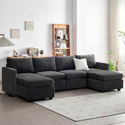 Cpintltr Storage Couch,Modular Sectional Seat Futon Sofa,L-Shaped Couch Linen Fabric ...