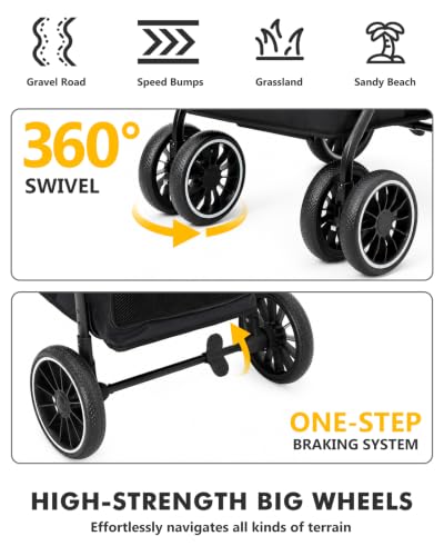Image of Dog Stroller for Medium Dogs, 4 Wheels Pet Stroller for 2 Small Dogs or 1 Medium Dogs, Cat Stroller Up to 80 lbs, Dual Entry Design, Foldable Design, Sun Shades, Breathable Mesh, Black