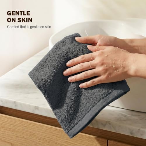 Image of Utopia Towels 12 Pack Cotton Washcloths Set, 100% Ring Spun Cotton, Premium Flannel Face Cloths, Highly Absorbent and Soft Feel Fingertip Towels, Grey