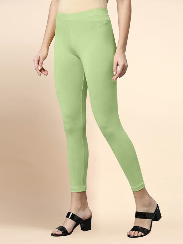 Image of TRENDMALLS Women's Microfiber Elastane Stretch Soft Cropped Leggings with Ultrasoft Waistband for Women