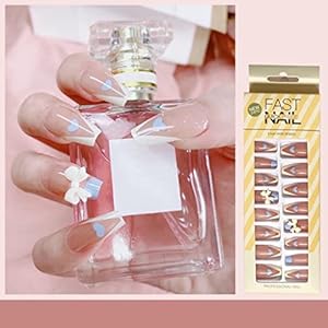 Sunkizzrs Nails Extension Artificial Nail Everlasting French Tip False Nails Acrylic Full Fake Nail Art Set Tips With Nail Adhesive Stickers & Nail File 24pcs