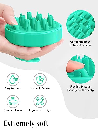 Heeta Hair Scalp Massager Brush, Updated Hair Shampoo Brush, Wet & Dry Scalp Exfoliator With Soft Silicone Bristles, Head Massager Washing Hair Care Tool For Women Men Kid For All Hair Types (Green) #TOP1
