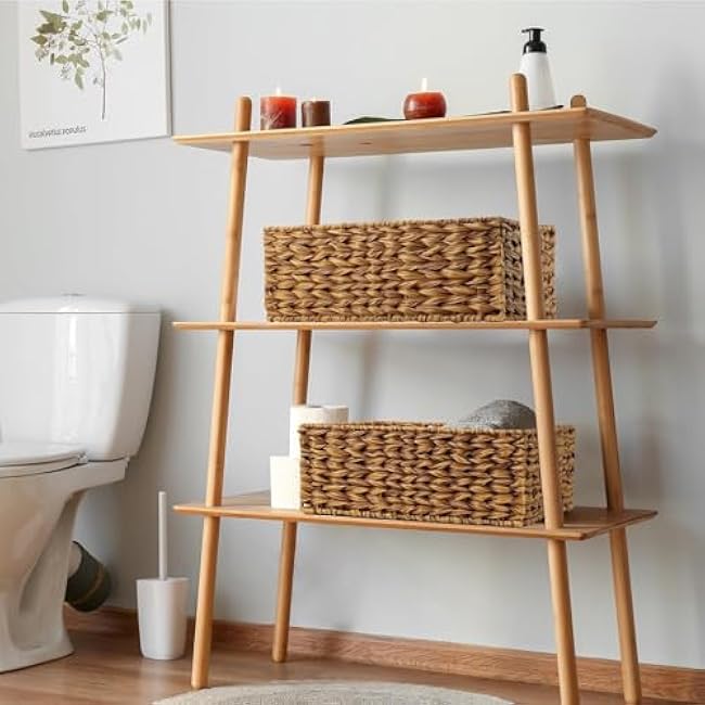 Decorative Wicker Baskets with Handles, 6 Pack Wicker Storage Baskets for shelves 13x12x6 Inch, Woven Basket Organizer for Bathroom, Closet, Pantry & Seagrass Baskets for Organizing