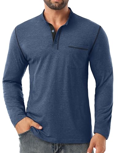 Sailwind Men's Henley Shirts Long Sleeve Button T-Shirt Casual Stylish Cotton Pullover Shirt with Pocket4