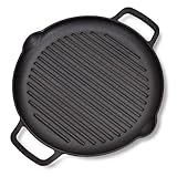 Cast Iron Griddle Pan,Pre-Seasoned Round Skillet Pan for BBQ,Pancakes,Pizza Pan with Handles - 30cm