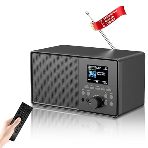 HABOWN DAB Plus/DAB+ / FM Radio con Bluetooth,Vntage Radio da Cucina con Telecomando, Radio digitale radiosveglia con Doppio Allarme e porta USB/AUX,Timer di Spegnimento, 30 Stazioni Preimpostate