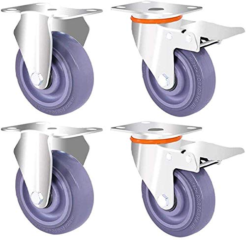 Roulettes en caoutchouc de 125mm x4 pivotantes charge lourde de 400kg pour chariot industriel