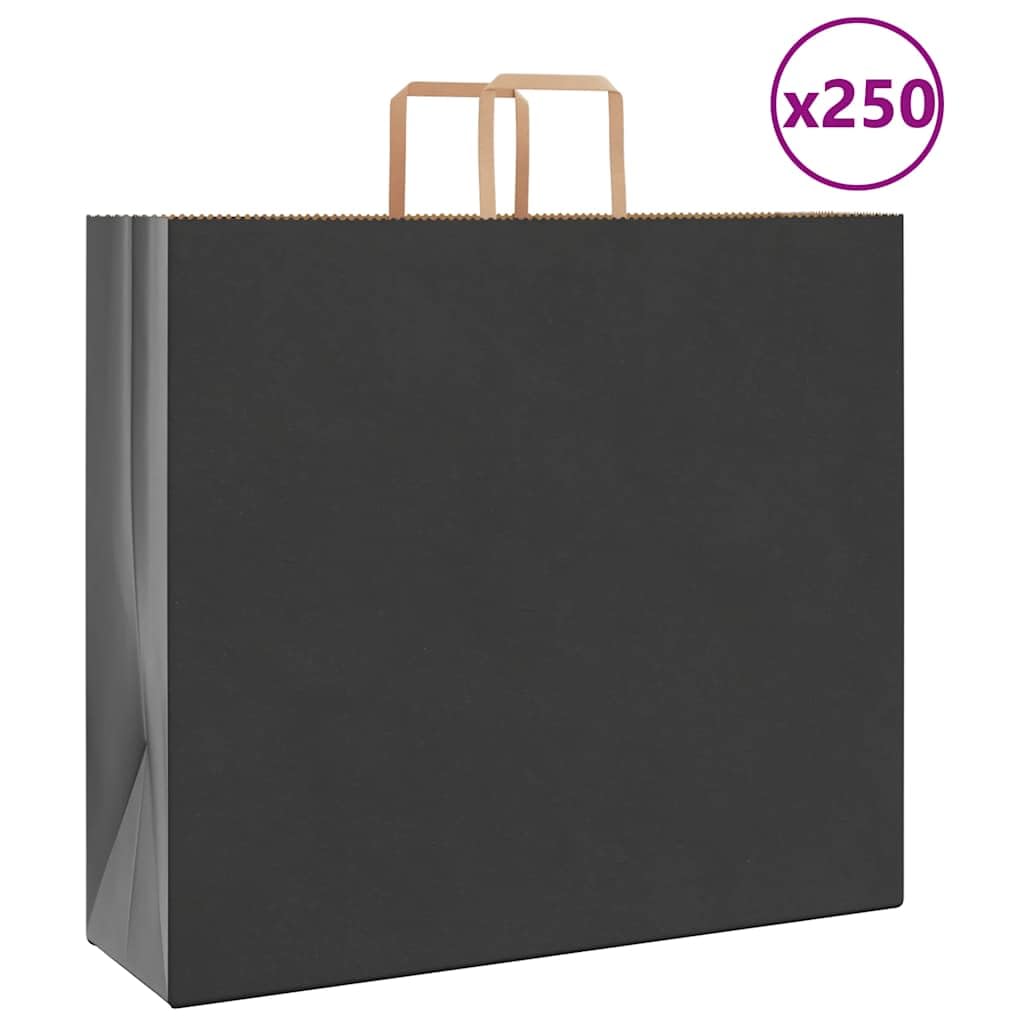 Bolsas de papel 250 piezas con asas negras 54 x 15 x 49 cm