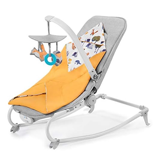 Kinderkraft Babysitter FELIO 2020, babygunga, elektrisk vagga, babysäng, hopfällbar, liggläge, med tillbehör, avtagbar lekbåge, vibration, 8 melodier, för spädbarn, småbarn, upp till 18 kg, gul