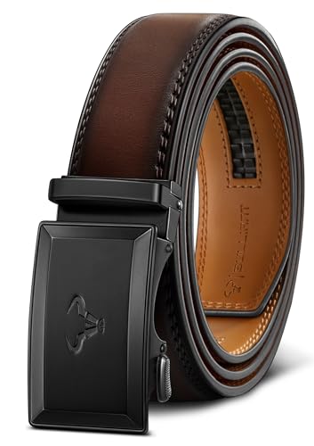 Image of BULLIANT Ratchet Trimmable Leather Belt for Men Adjustable 1 3 /8-Gift Boxed | Smooth Sliding | Micro Adjustable Fit | Tailored Size | Holeless Understated Elegance