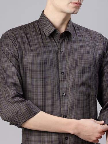 Image of Majestic Man Men's Pure Cotton Slim Fit Checkred Full Sleeve Classic Collar Everyday Formal Shirt