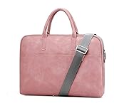 Laptop Business Briefcase Fashion Messenger Multifunctional Carrying Sleeve Case Cover Zipper Tote Bag bag(Pink Polyester,14inch)