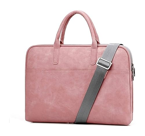 Laptop Business Briefcase Fashion Messenger Multifunctional Carrying Sleeve Case Cover Zipper Tote Bag bag(Pink Polyester,14inch)