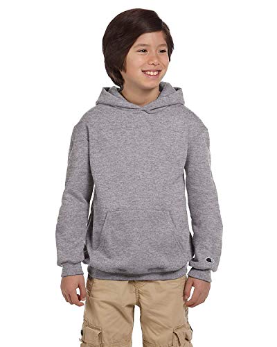 Champion Boy's Double Dry Action Fleece Pullover Hood, Light Steel, L