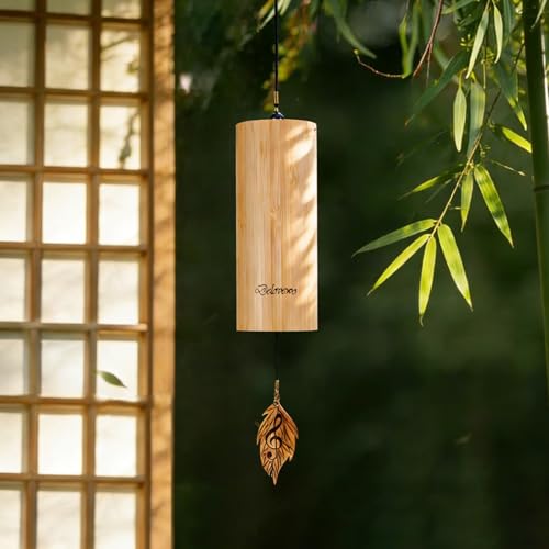 Wind Chimes for Outside Natural Bamboo Windchimes Unique Rain Chime Sound Healing Instruments Gifts for Parents Indoor Outdoor Zen Decorations for Patio Porch Garden and Backyard (D-Chord)