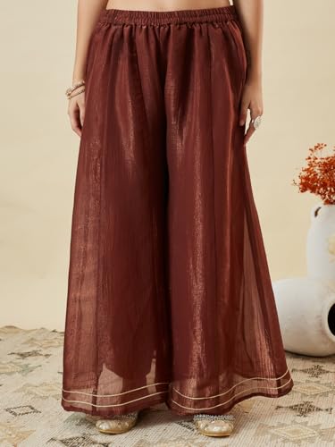 Image of MOKOSH Women's Silk Embroidery Peplum Kurta Sharara with Dupatta | Anarkali Kurta Set | Sweetheart Neck Full Sleeve Ethnic Suit | 3 Piece Outfit | Indian Kurta Outfit With Sharara