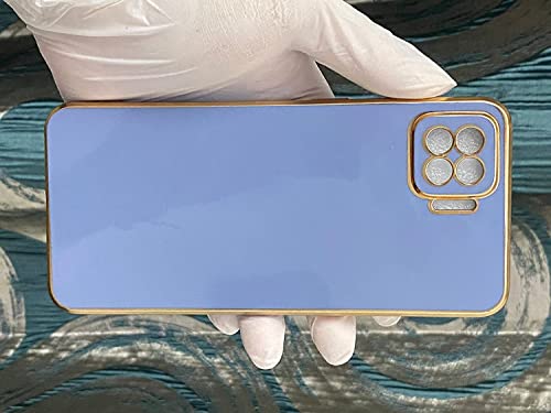 Image of Apurb Store for Oppo F17 Plating Square Gold Frame Phone Case Luxury Soft Silicone Back Cover (for Oppo F17, Blue)