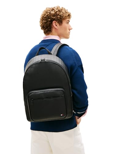 Image of Tommy Hilfiger Men's Embossed Flag Backpack, BLACK One Size