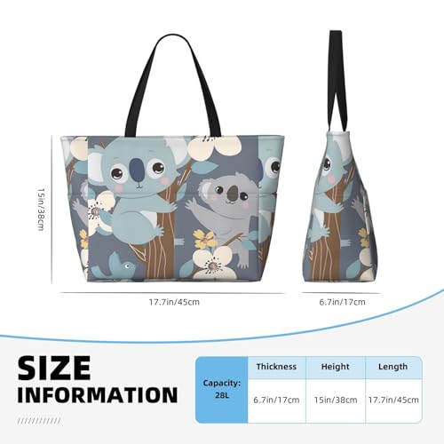 Cute Koala Hanging Beach Bag Branch Flower Pool Bag for Women Waterproof Large Travel Tote with Zipper Organizer for Swimming Vacation Essentials4