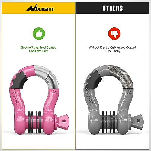 Image of Nilight 2 Pack 3 /4 inch D-Ring Shackle with 7 /8 inch Screw Pin 41,887lbs Break Strength, Heavy Duty Off Road Recovery Shackle with Isolators Washers for Use with Tow Strap, Winch, Off-Road Truck Vehicle