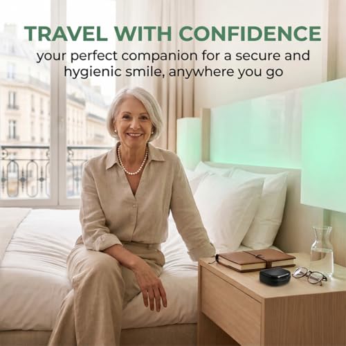 ZZHBOO 2 Stücke Zahnbox, Kunststoff Reinigungsbehälter, für Zahnspangen, Prothesen und Gebiss, Schwarz, 2,5 cm