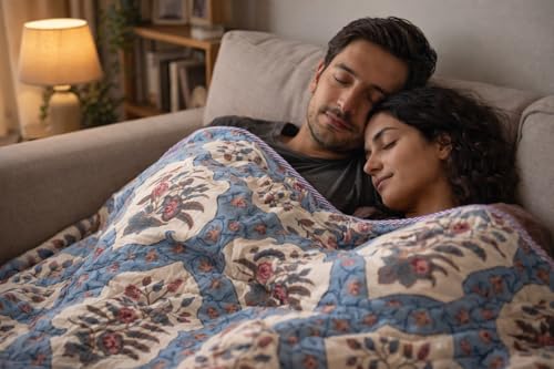 Image of 3-Layered Pure Cotton Reversible Dohar for Single Bed 60 x 90 Inches | Super Soft Lightweight AC Blanket /Quilt | All-Season Comfort & Washable Printed Cotton Dohar (Pack of 1) - Design 1
